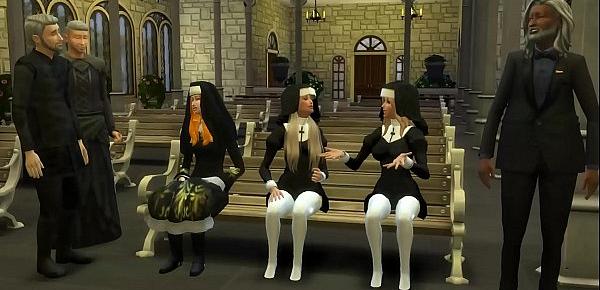 Padres Católicos Abusan y Se Follan a las Nuevas Monjas Inocentes En El Templo 3D Porn Hentai